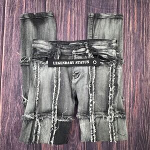 Legendary Status Distressed Jeans 30 Cotton‎ Spandex Streetwear Patchwork Gray